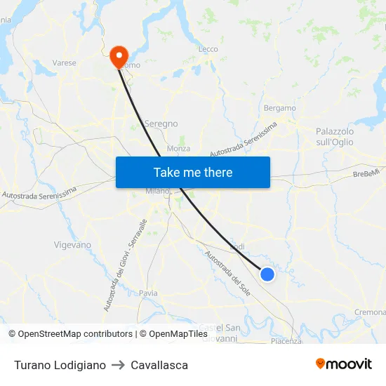Turano Lodigiano to Cavallasca map