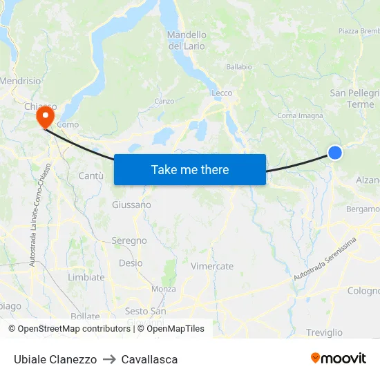 Ubiale Clanezzo to Cavallasca map
