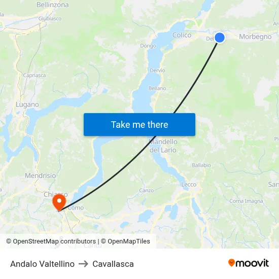 Andalo Valtellino to Cavallasca map