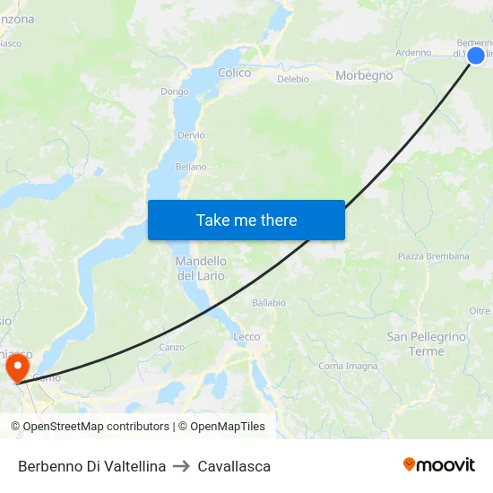 Berbenno Di Valtellina to Cavallasca map