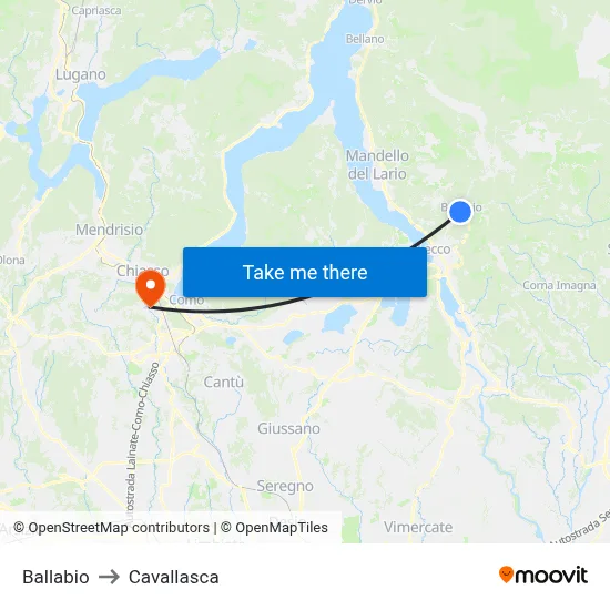 Ballabio to Cavallasca map