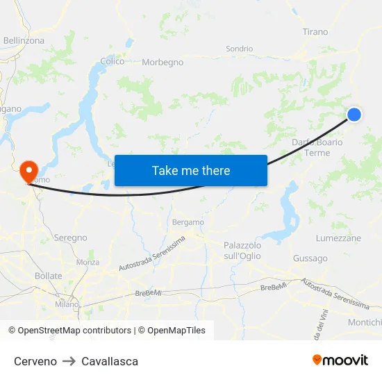 Cerveno to Cavallasca map