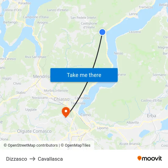 Dizzasco to Cavallasca map
