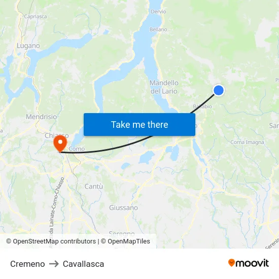 Cremeno to Cavallasca map