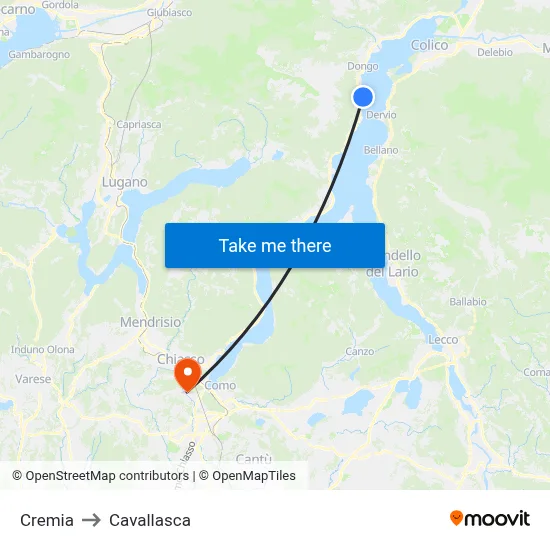 Cremia to Cavallasca map