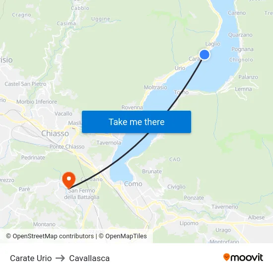 Carate Urio to Cavallasca map