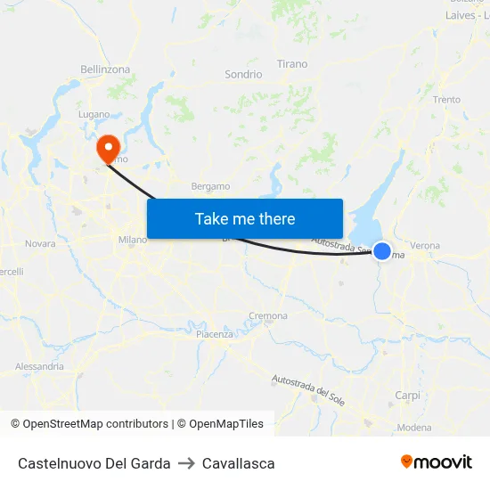 Castelnuovo Del Garda to Cavallasca map