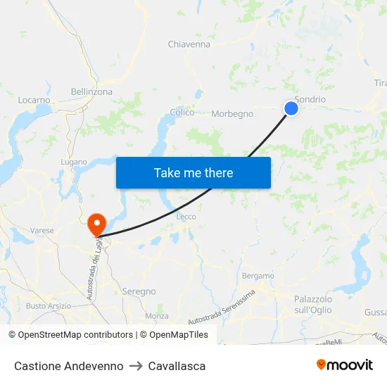 Castione Andevenno to Cavallasca map