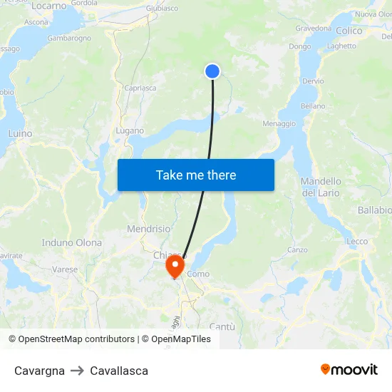 Cavargna to Cavallasca map