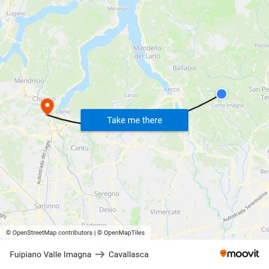 Fuipiano Valle Imagna to Cavallasca map