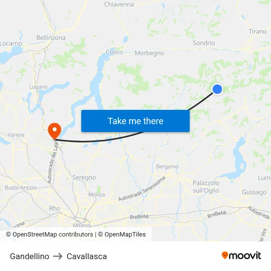 Gandellino to Cavallasca map
