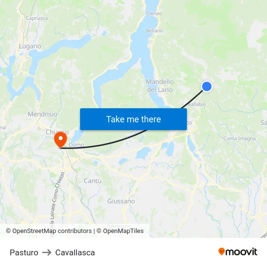 Pasturo to Cavallasca map