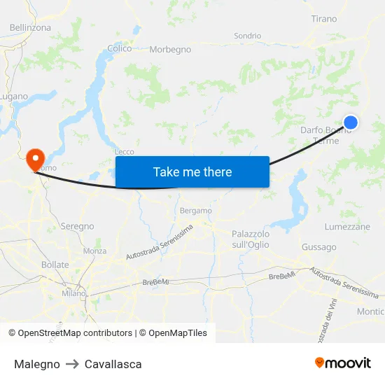 Malegno to Cavallasca map
