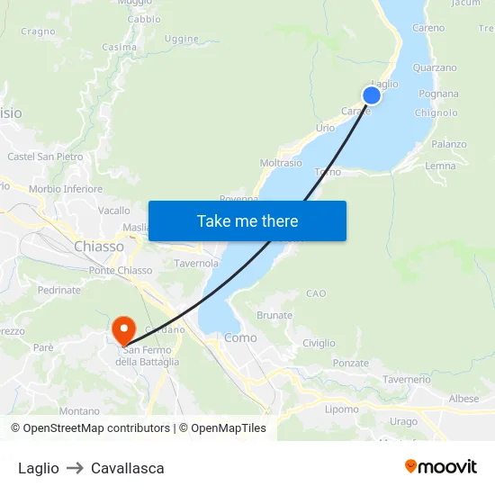 Laglio to Cavallasca map