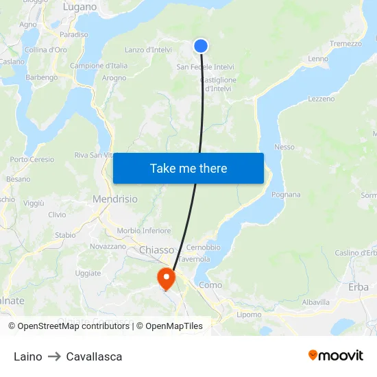 Laino to Cavallasca map