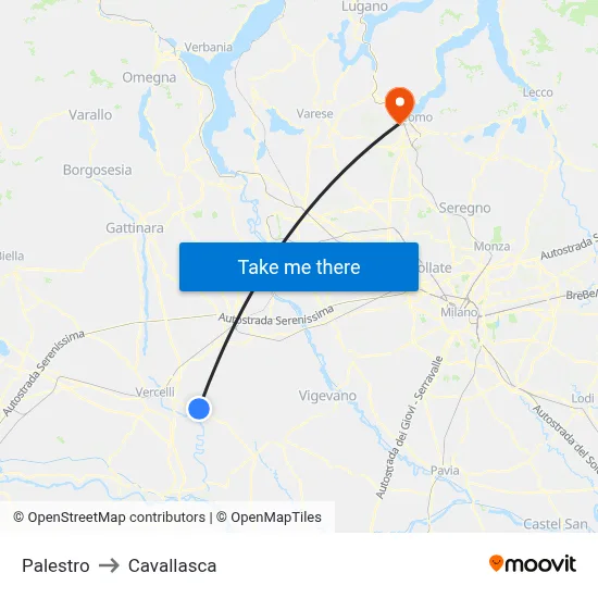 Palestro to Cavallasca map