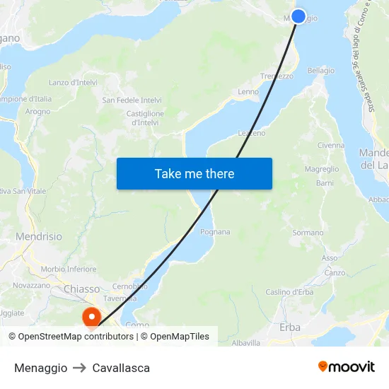 Menaggio to Cavallasca map