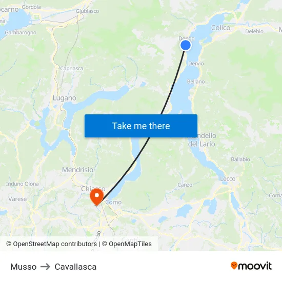 Musso to Cavallasca map