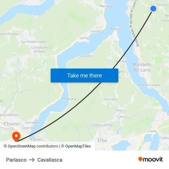 Parlasco to Cavallasca map