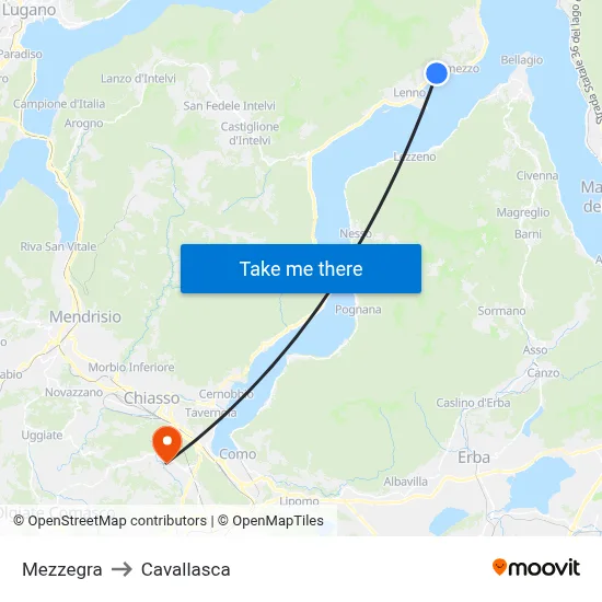 Mezzegra to Cavallasca map