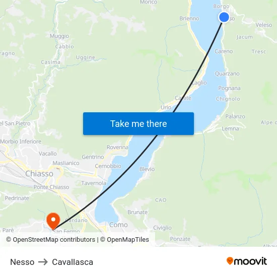 Nesso to Cavallasca map