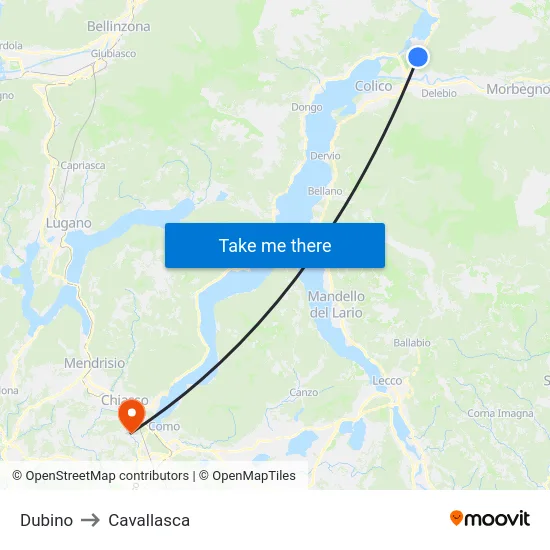 Dubino to Cavallasca map