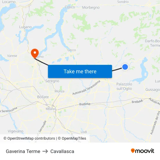 Gaverina Terme to Cavallasca map