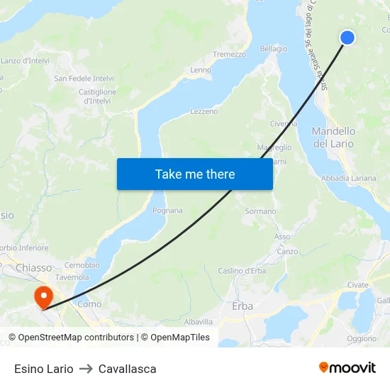 Esino Lario to Cavallasca map
