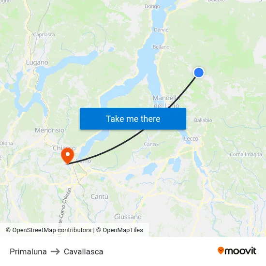 Primaluna to Cavallasca map