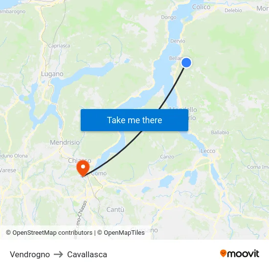 Vendrogno to Cavallasca map