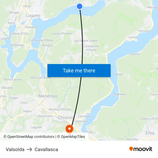 Valsolda to Cavallasca map