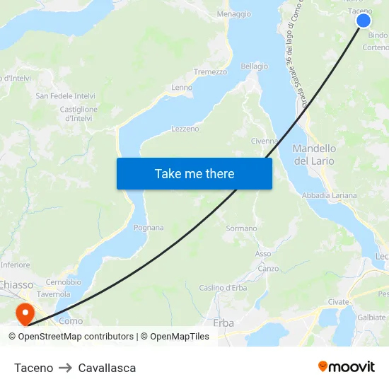 Taceno to Cavallasca map