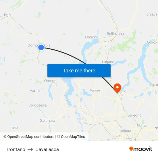 Trontano to Cavallasca map