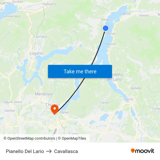 Pianello Del Lario to Cavallasca map