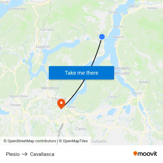 Plesio to Cavallasca map