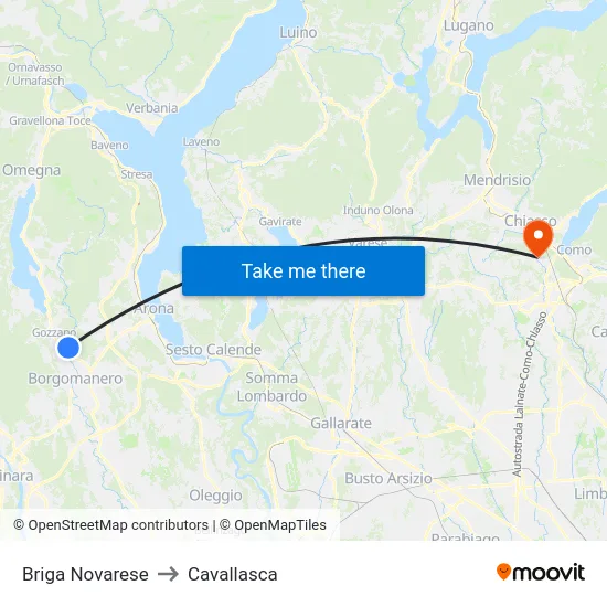 Briga Novarese to Cavallasca map