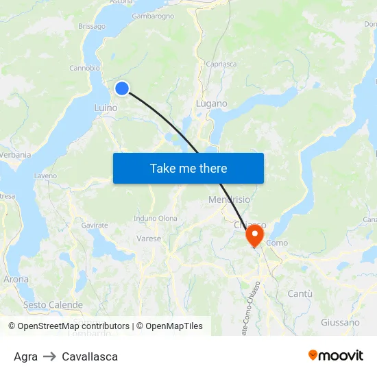 Agra to Cavallasca map