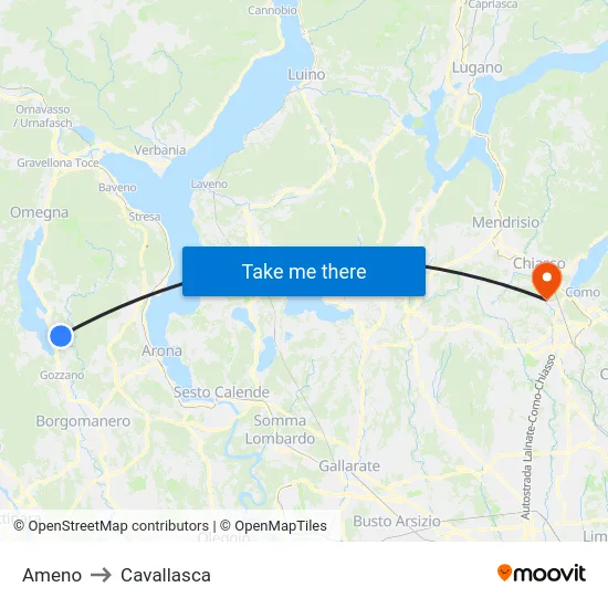 Ameno to Cavallasca map