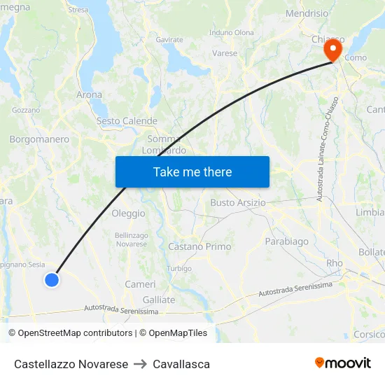Castellazzo Novarese to Cavallasca map
