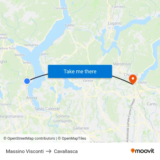 Massino Visconti to Cavallasca map