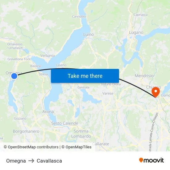 Omegna to Cavallasca map