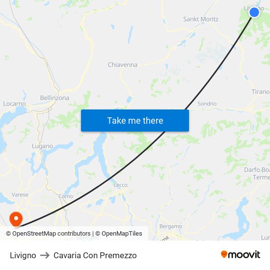 Livigno to Cavaria Con Premezzo map