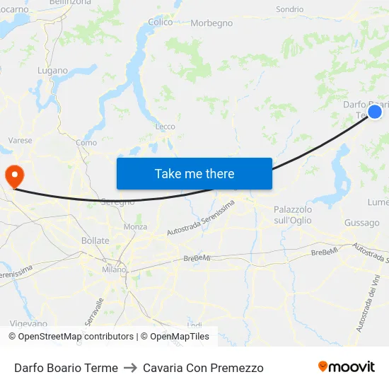 Darfo Boario Terme to Cavaria con Premezzo map