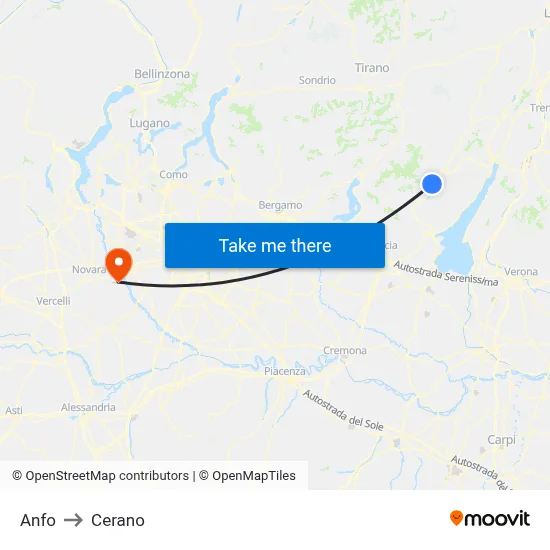Anfo to Cerano map