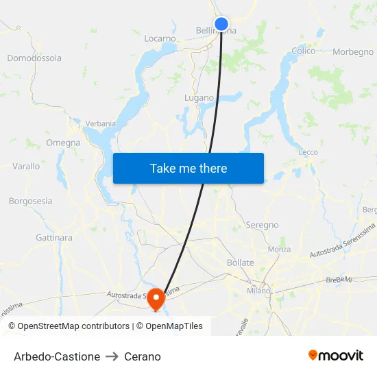Arbedo-Castione to Cerano map