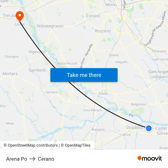 Arena Po to Cerano map