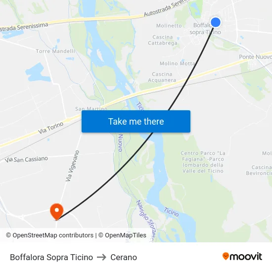 Boffalora Sopra Ticino to Cerano map