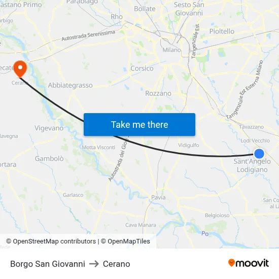 San Giovanni Borough to Cerano map