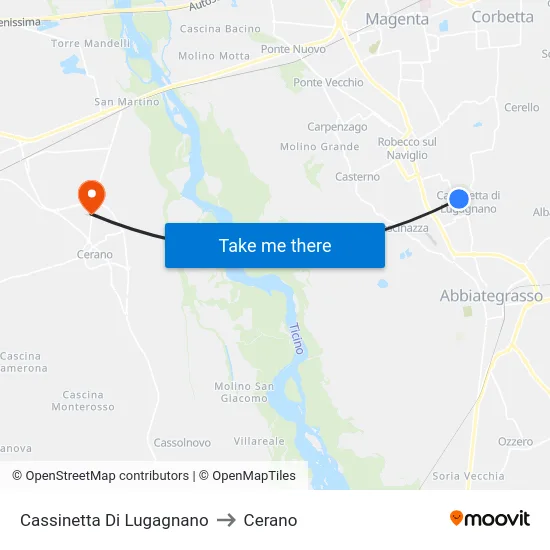 Cassinetta Di Lugagnano to Cerano map