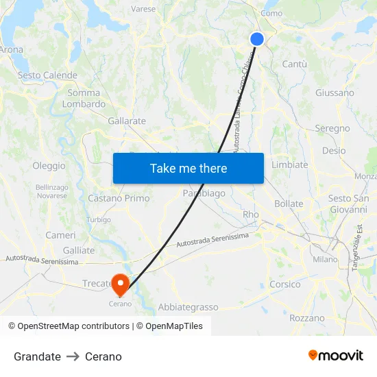 Grandate to Cerano map